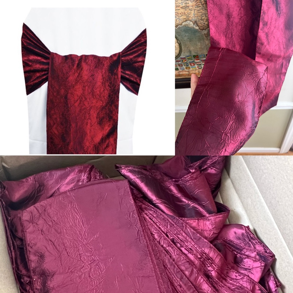 75 wine burgundy crushed taffeta chair sashes (Free Shipping!)